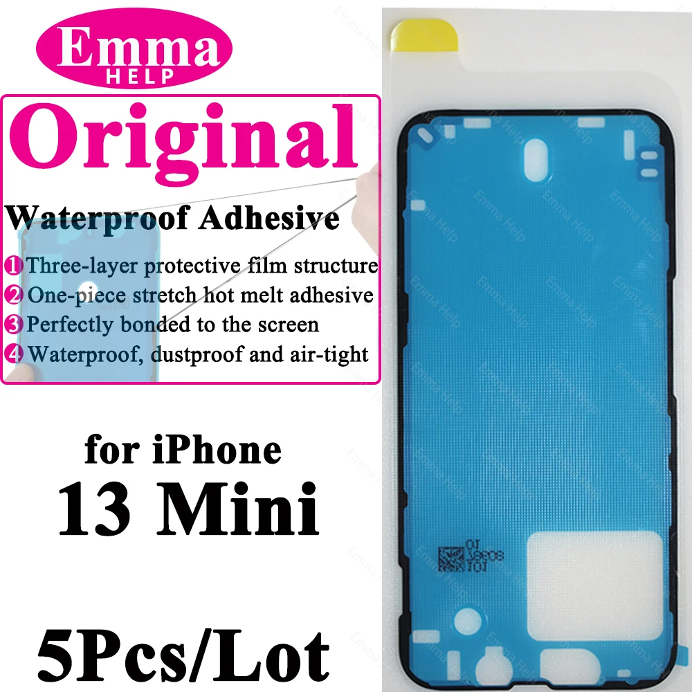 5 uds pegatina impermeable para iPhone 13 12 11 Pro Max 14Plus 3M adhesivo marco de pantalla LCD sello reparación adhesivo accesorios para iphone: Rojo