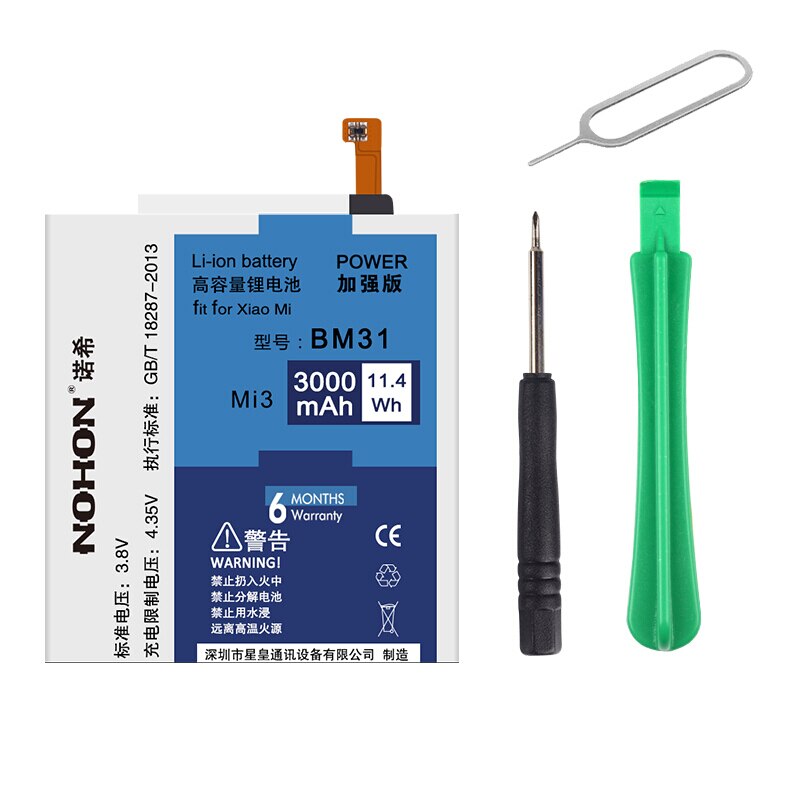NOHON Bateria Do Telefone Original Para Xiaomi 3 4 5 6 Mi3 BM31 Mi4 BM32 Mi5 BM22 Mi6 BM39 Baterias de Substituição + Ferramentas de Reparo