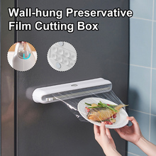 Plastic Wrap Dispenser with Slide Cutter Adjustable Cling Wrap Dispenser with Buckle Kitchen Accessories for Food Preservation