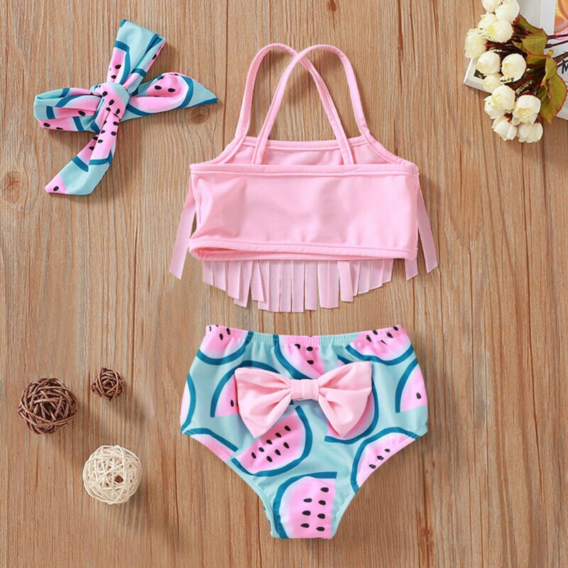 Babymeisje watermeloen strik badpak bikini set 2 stuks badpak zomer strandkleding 0-24m
