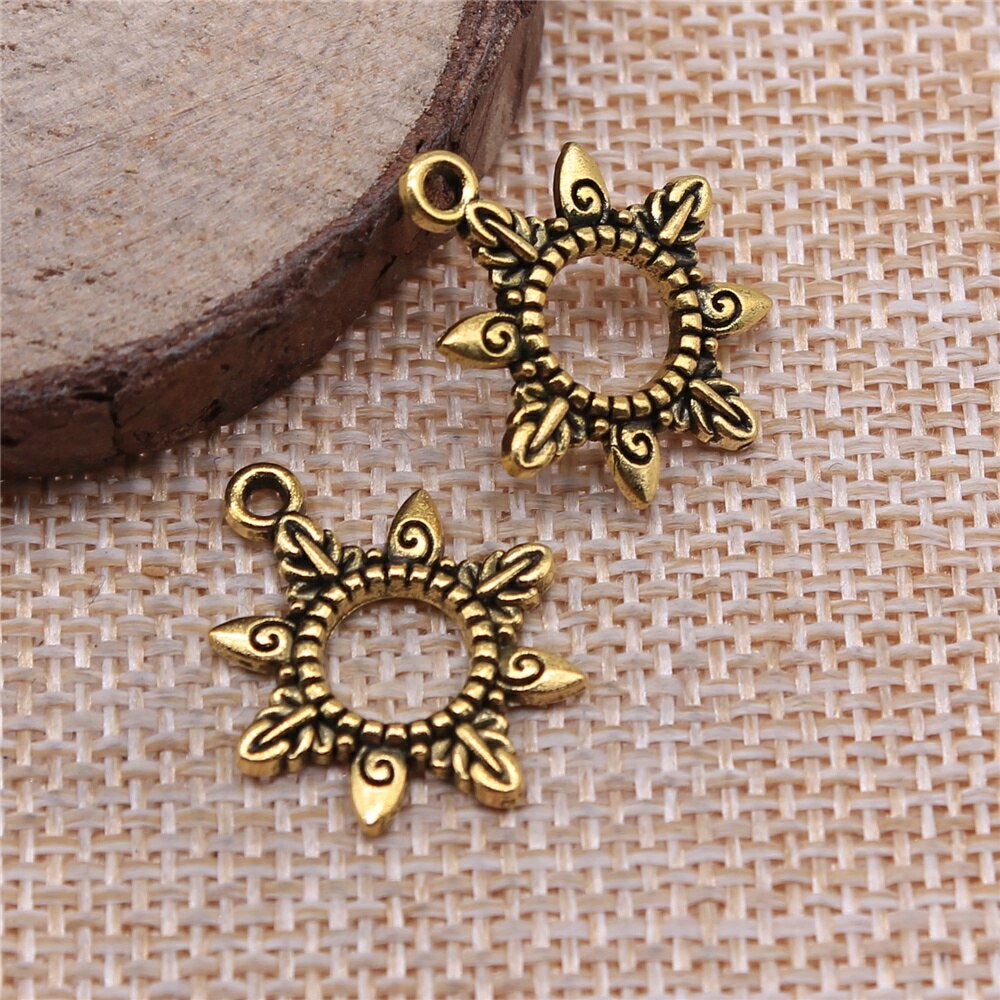 WYSIWYG 10pcs 22x18mm 3 colores de oro antiguo Color de plata antiguo bronce sol encantos colgante sol encantos para la fabricación de la joyería