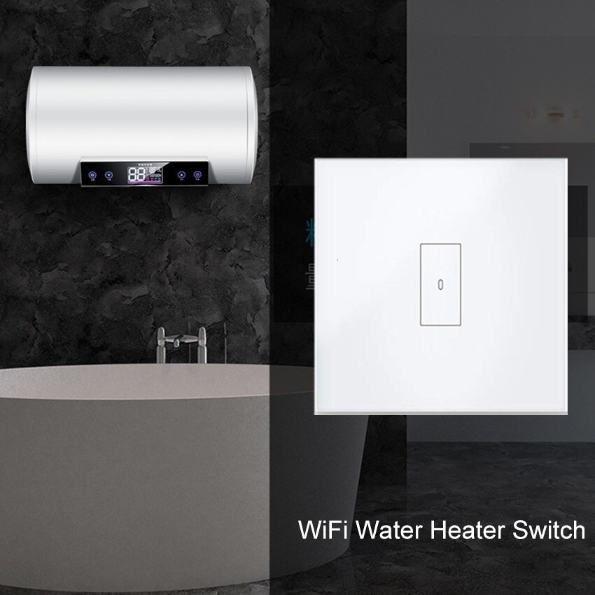 WiFi Smart Boiler Glass Panel Switch 4400W 20A Smart Life Tuya App Remote Control Water Heater Switch via Alexa Google Home