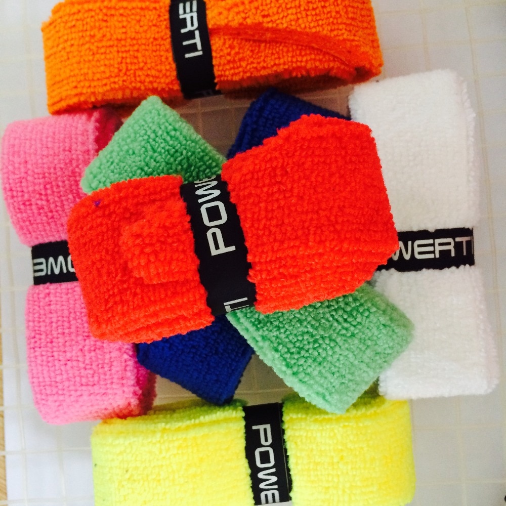 Cotton terry Specal offerPOWERTI 8pcs/lot Cotton Towel SweatBrand Badminton Racket Overgrips Dry Grip Tape for Badminton Racquet