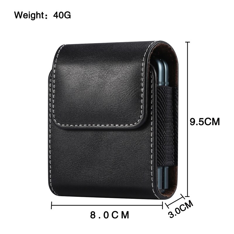 Leather Phone Pouch For Samsung Z Flip 3 2 1 SM-F7110 F7070 Belt Clip Holster Cloth Phone Case For Motorola Razr 5g Waist Bag