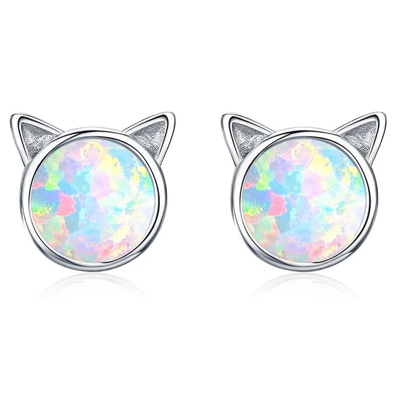 Einhorn Stud Ohrringe 925 Silber Multi-Farbe Strass Kleine Herz Katze Regenbogen Ohrring Für Frauen Hochzeit Modeschmuck: HE020