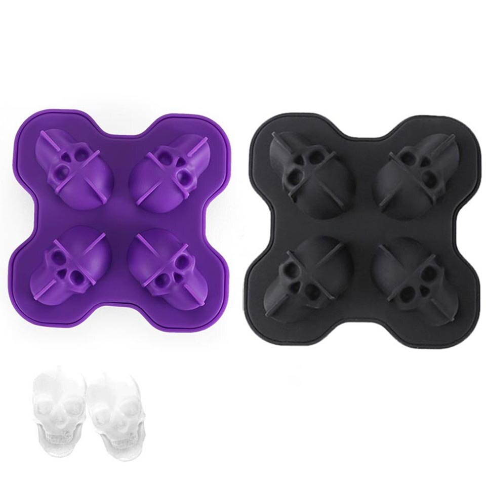 Skeleton Halloween Ice Cube Tray Silicone Fruit Ice Cube Maker DIY Ice Cube Skull Mold Square Shape Kitchen Accessories