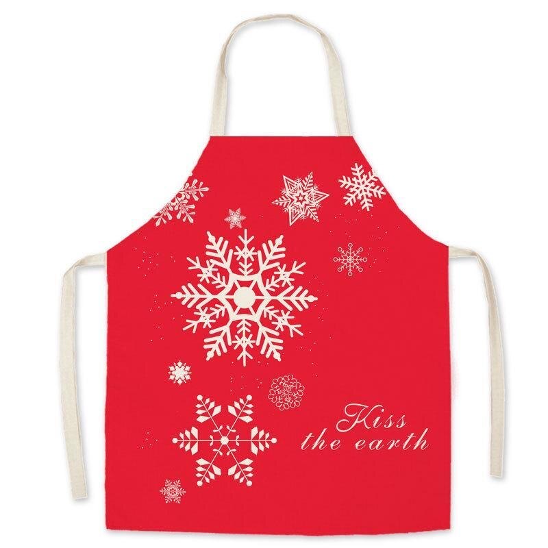 Christmas Anti-greasy Kitchen Aprons for Cooking Adult Bibs Sleeveless Cotton Linen Aprons: A1 / S 45x56cm