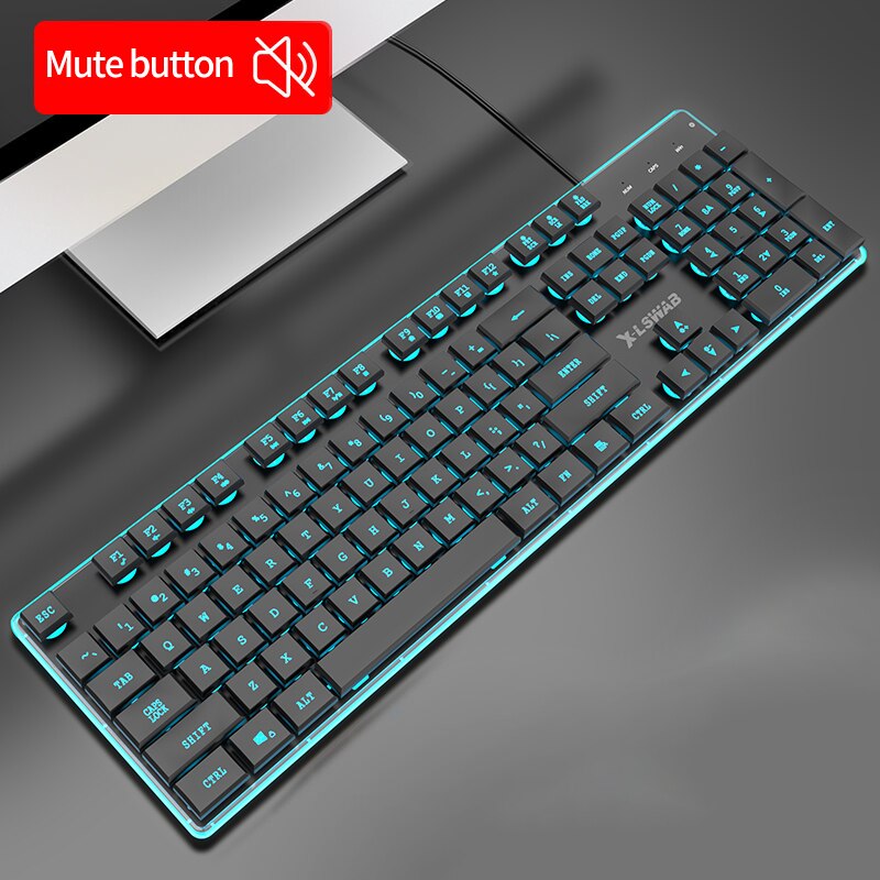 EWEADN Gaming keyboard Wired Gaming Mouse Kit 104 Keycaps With RGB Backlight keyboard Gamer Ergonomic Silent For Laptop: Khaki