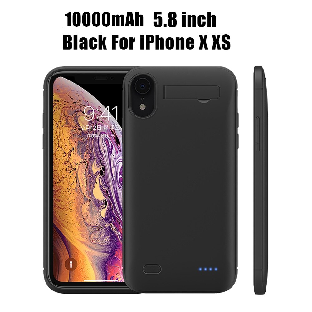 10000mAh Battery Charger Case For iPhone 6 6S 7 8 Plus 11 Pro Max Charging Case For iPhone X S Max Portable Power Bank Charger: Black For i X Xs