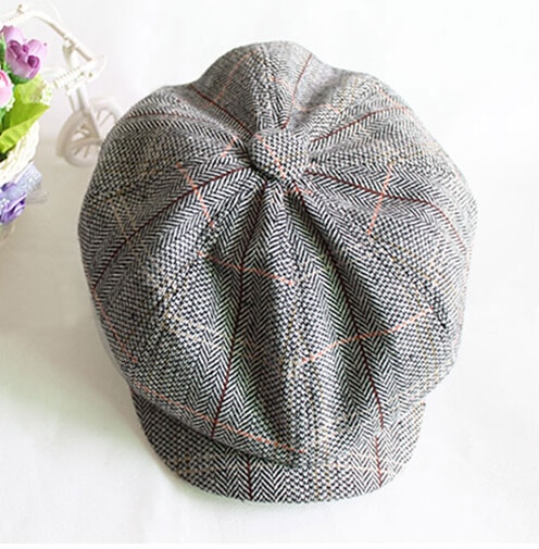 Vintage Newsboy 8 Panel Applejack Cabbie Driving Casual Ivy Cap Hat Brown Plaid