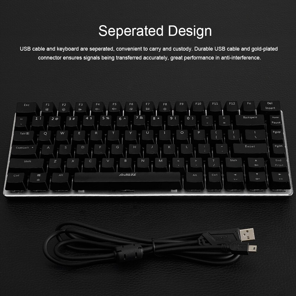 AJAZZ AK33 Keyclick clavier mécanique jeu e-sport LED clavier coloré 82 touches USB filaire anti-images fantômes pour ordinateur portable de bureau