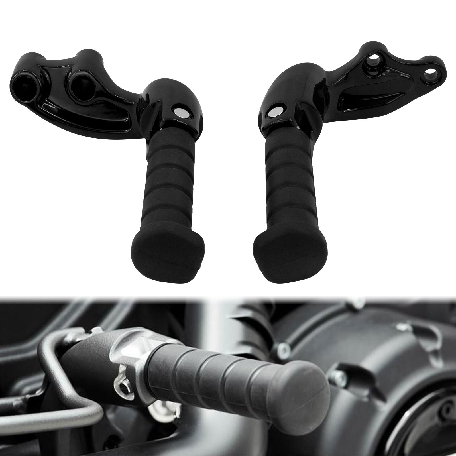2Xmotorcycle Rear Footrest Passenger Voetsteunen Beugel Zwart Voor Indian Scout Bobber Scout Zestig: GlossBlack Footpegs