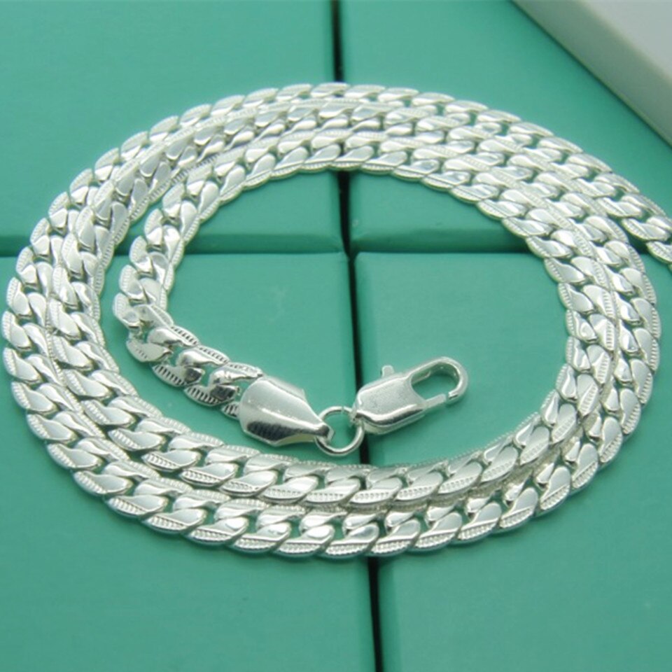BABYLLNT collana in argento Sterling 925 Unisex 5MM piatto serpente catena a maglie aragosta chiusura Collares collane per donna uomo gioielli