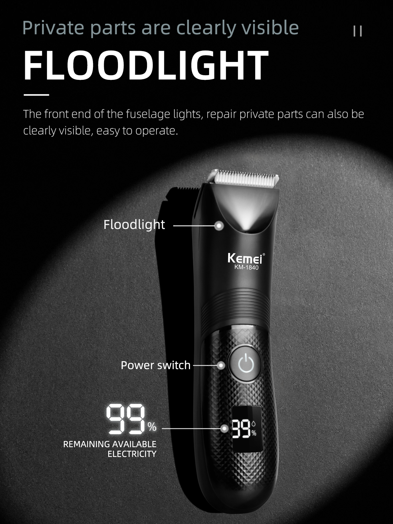 KEMEI Professionele tondeuse voor mannen Waterdichte elektrische tondeuseset Oplaadbare kapperstondeuse met LCD-scherm