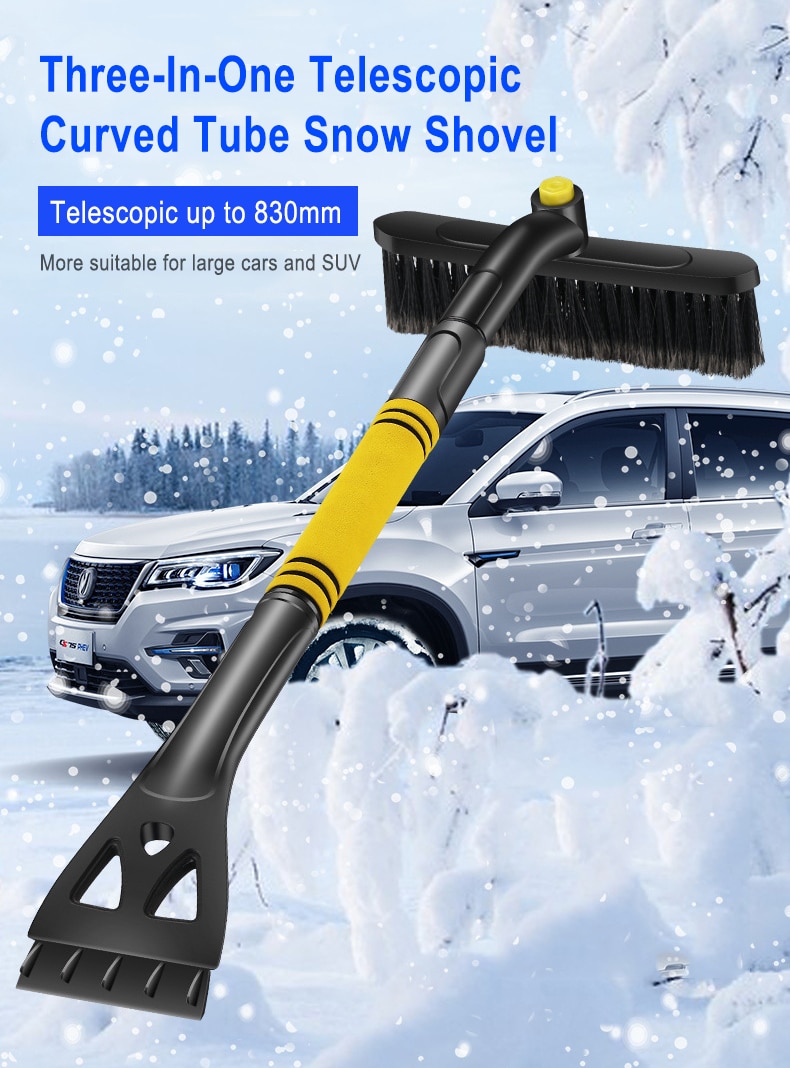 360° Rantation Extendable Car Snow Shovel Ice Scraper Adjustable Windshield Snow Remove Defrost Deicing Shovel Clean Tool