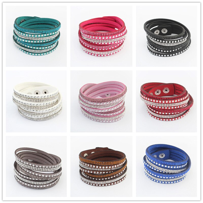 F&U Famous Brand Bracelets Crystal Rivet Multilayers Bracelets Little Swan Brand Different Color Bracelets for Women