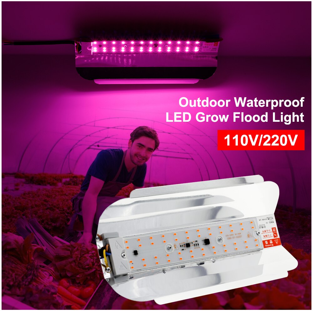 Udendørs led vokse lys 100w fuldspektrum plante lys  ip65 vandtæt cob vokse telt lys indendørs phytolamp dyrkningslamper