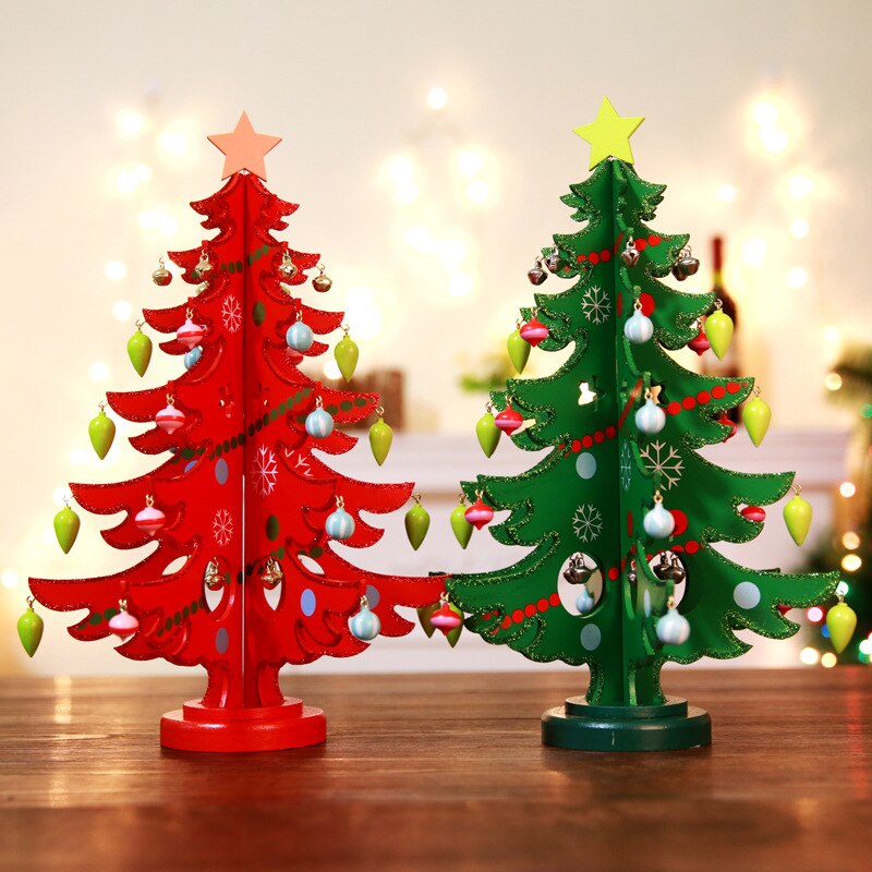 Christmas Decorations Three-dimensional Wooden Christmas Tree Wooden Office Cashier Desktop Decoration Props