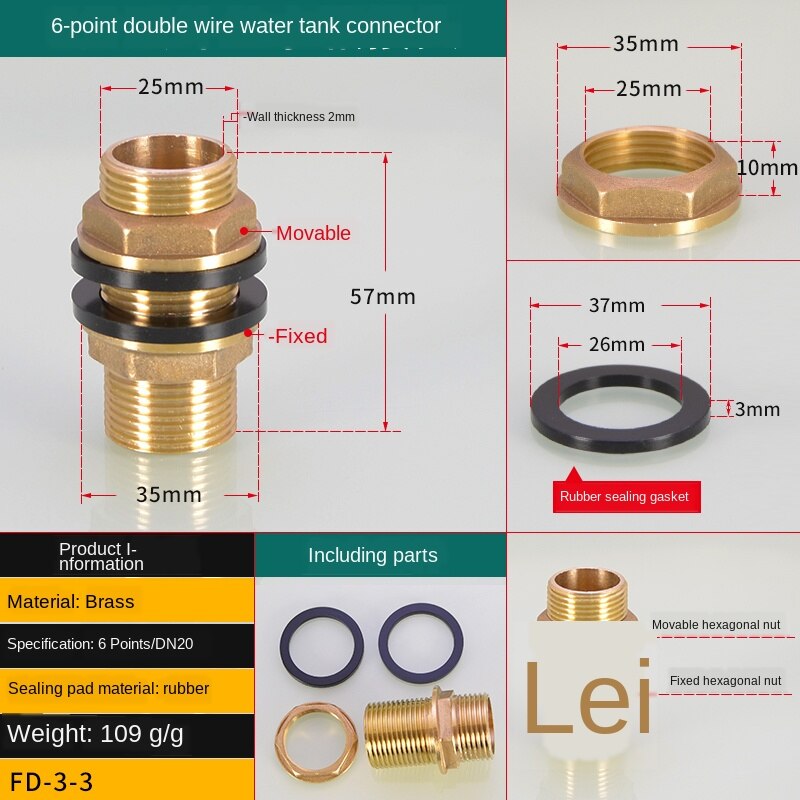1/2IN 3/4IN 1 inch double outer wire connector outer teeth stainless steel water inlet and outlet water pipe fittings: C section 6 points