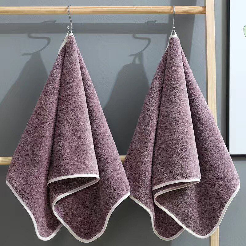 2 Pcs Soft Face Towels Pure Color Adult Face Towels High-density Coral Velvet Bathroom Bathing Absorbent Towel Bathroom Supply: 2Pcs Bean Paste