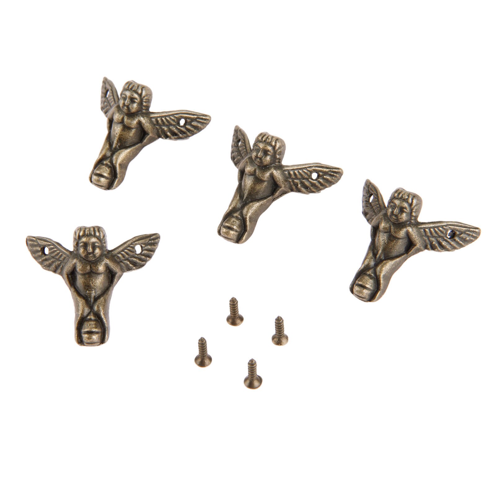 4 st hörnfäste trälåda fodral fötter ben hörnskydd dekorativt fäste antik brons möbelbeslag 30*27mm
