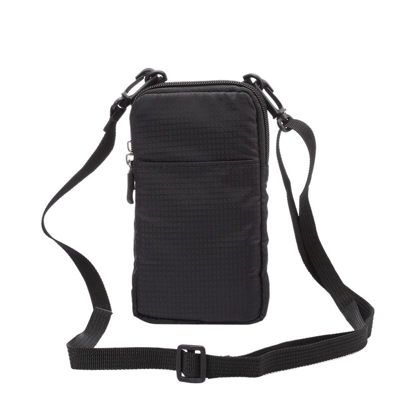 Yiang nylon universel tegnebog mobiltelefon taske 6.0 tommer mini cross body skuldertasker taske bærbar taske til iphone / samsung: Sort