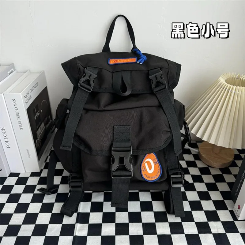 Shine Orange Nylon Backpacks String Water Proof Large Capacity Casual Outdoor Bags for Unisex mochilas: black