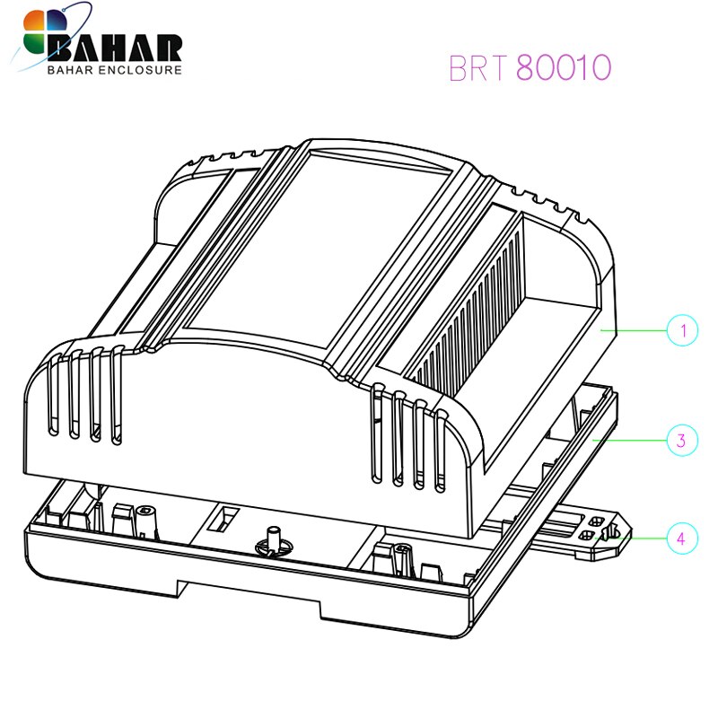 electronics din rail enclosures fire resistant din rail box for pcb housing diy PLC box BRT80010-A1 108*112*55.8mm