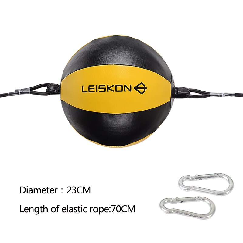 Boksbal pu peer bokszak reflex speed ballen muay thai punch boxe mma fitness sportuitrusting training volwassenen opblaasbaar: Zwart geel