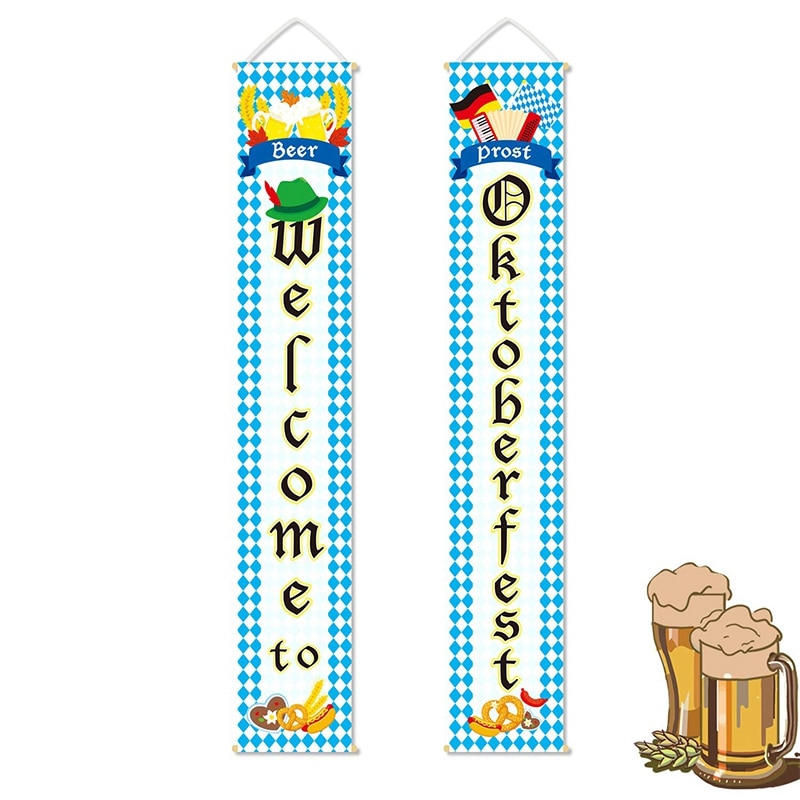 German Oktoberfest Banner Hanging Flag Bavarian Beer Festival Party Pub Bunting House Door Banner Decoration Xmas