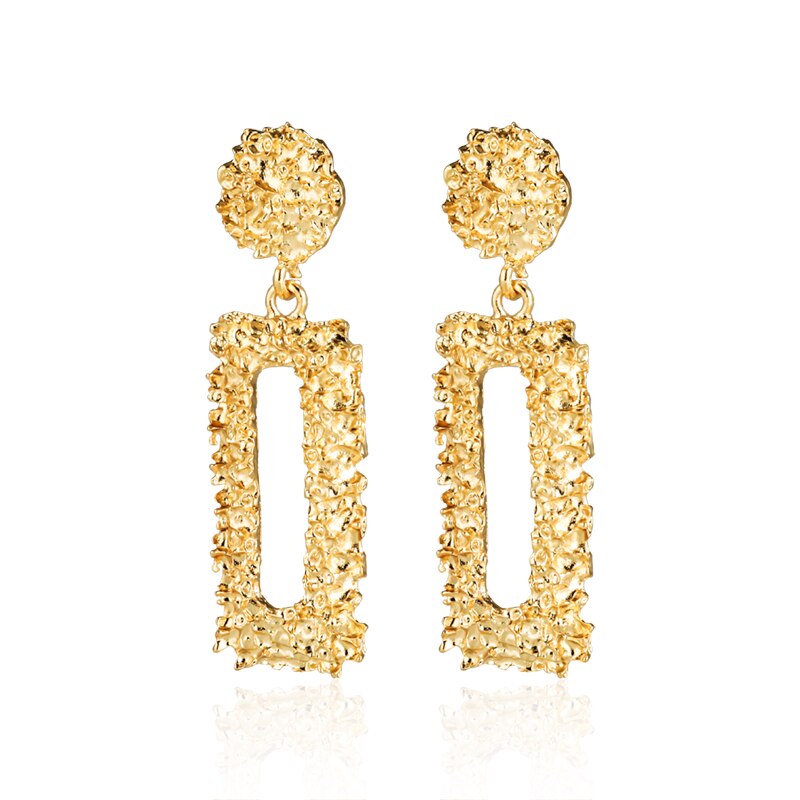 BICUX Vintage Earrings For Women Gold Round C Geometric Statement Earring Metal Earring Hanging Jewelry: Gold 4