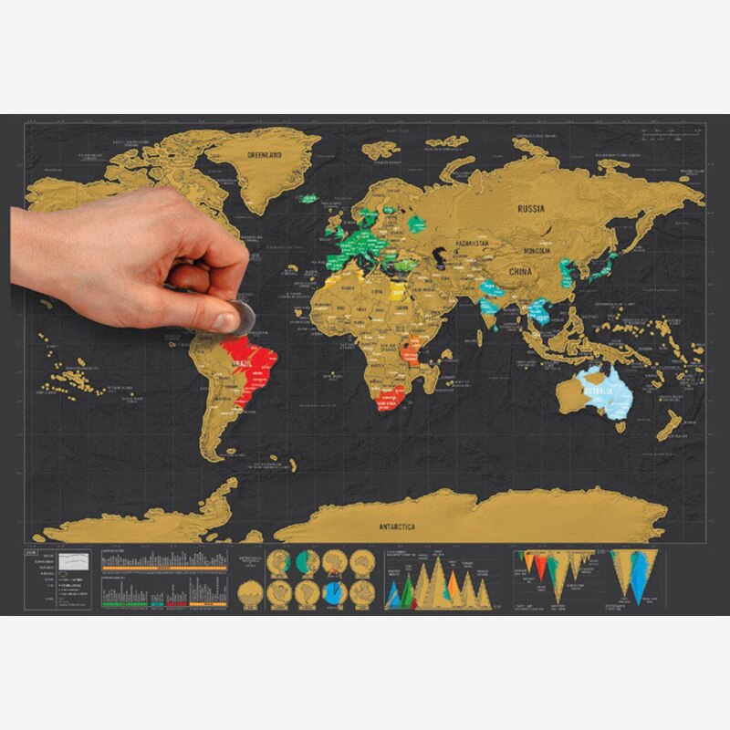 Mapa rascable negro de lujo, mapa del mundo, Mejor Decoración, escuela, suministros de papelería de oficina,