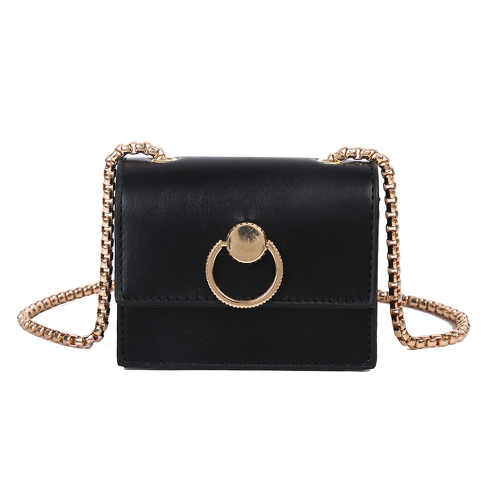 Vintage puur gekleurde pu leren dames crossbody handtas schouder messenger bags stevige ketting schouder mini portemonnee