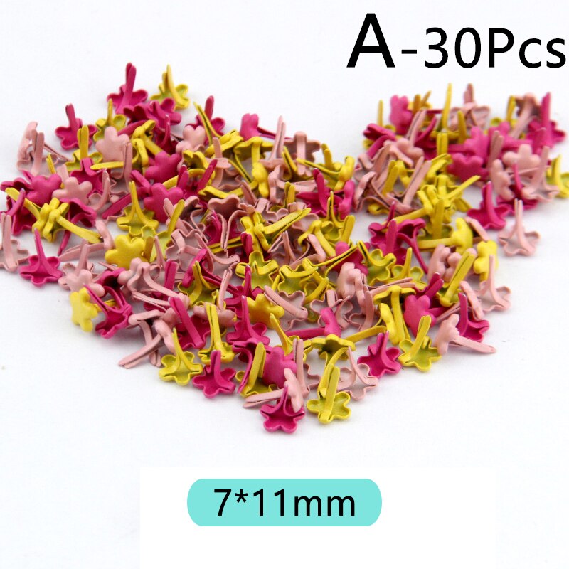 Mini clavos de Metal con patrón de mezcla, hechas a mano álbum de recortes de manualidades, accesorios para manualidades, decoración del hogar, sujetador con adornos Brad, 30 Uds.: A