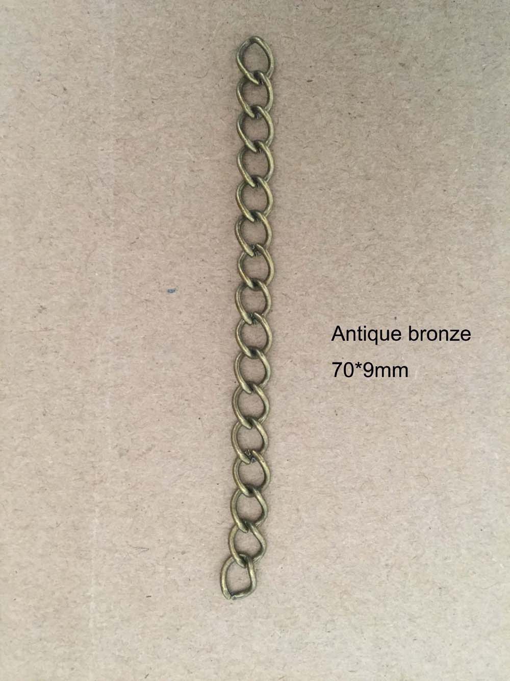 100 sztuk/partia naszyjnik łańcuch przedłużający luzem bransoletka rozszerzone łańcuchy ogon Extender dla DIY komponenty do wyrobu biżuterii: Antique Bronze70x9mm