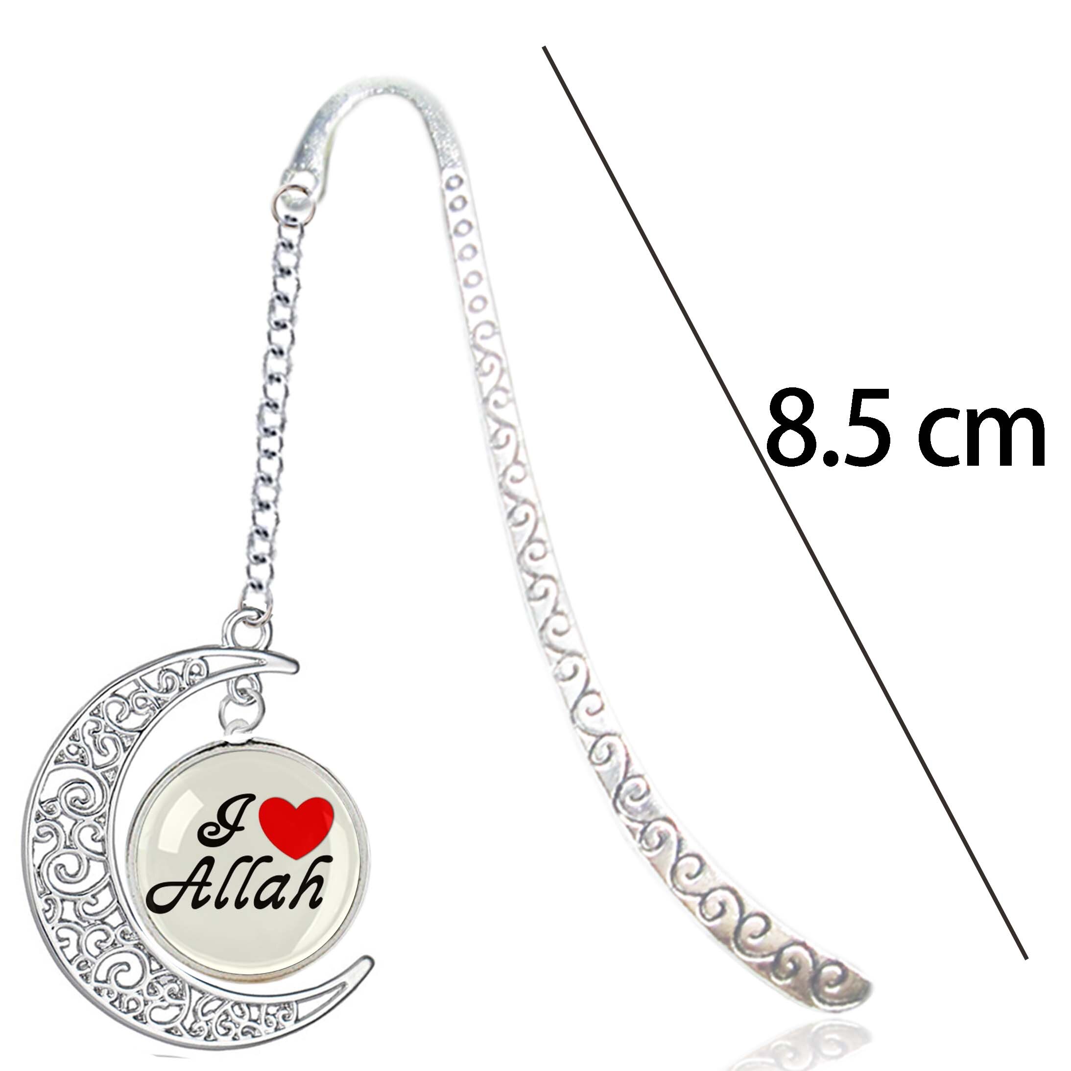 Ik Liefde Allah Moslim Symbool Zilver Allah Half Moon Hanger Koran Muhammad Akbar Libië Metalen Bladwijzers Voor Reading Notebook Boek