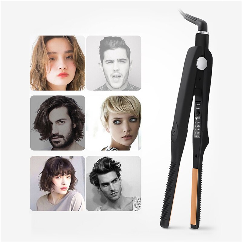 Rizador de cerámica para cabello corto, alisador de Pelo fino, herramientas ajustables de peinado rápido: US