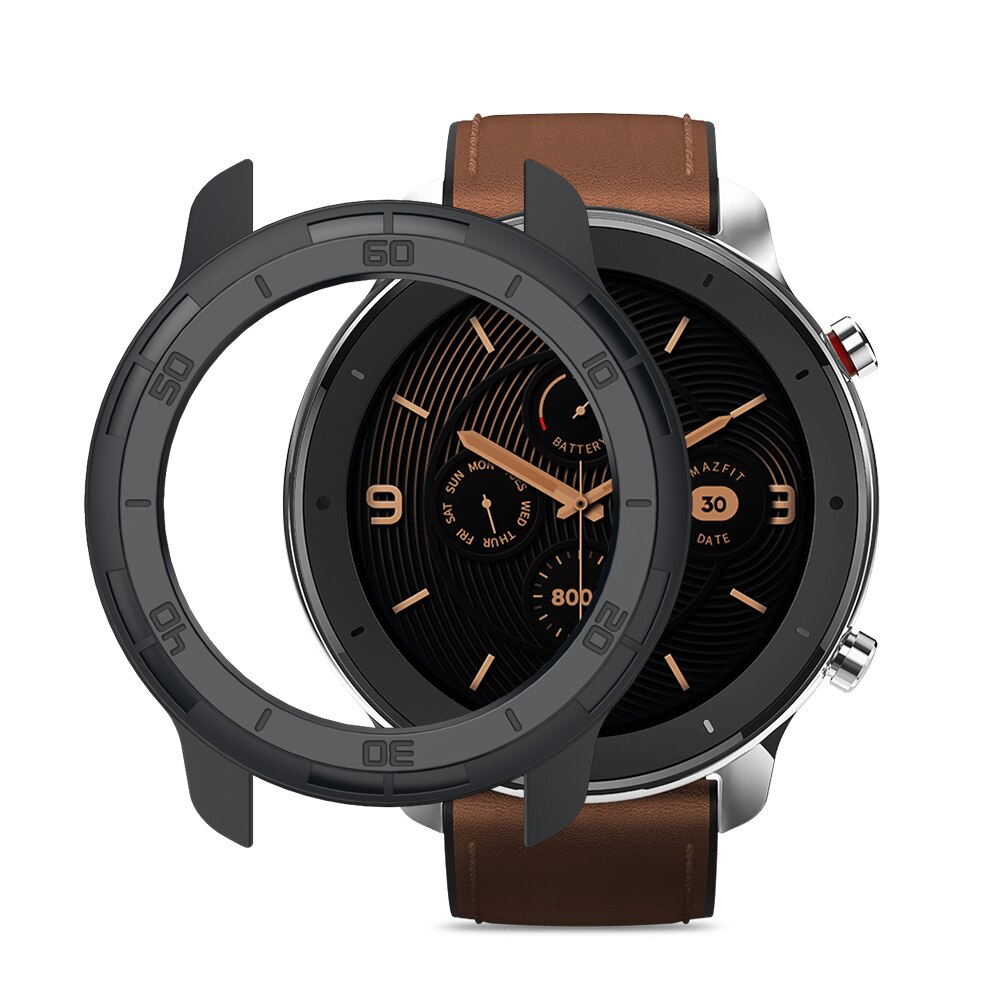 nouvelle couverture de montre pour Huami AMAZFIT GTR 47mm montre housse coque cadre protecteur: TPU Black