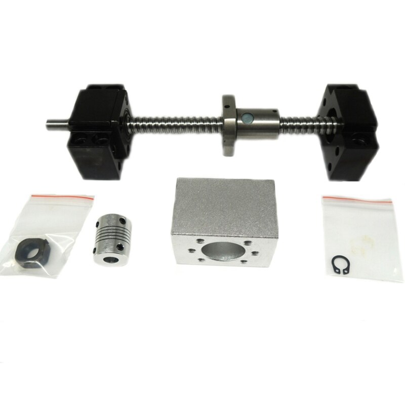 Sfu1204-Juego de husillo de bolas enrollado C7 con extremo mecanizado + 1204 husillo de bolas + carcasa de tuerca + soporte de extremo Bk/Bf10 + acoplador Rm1204