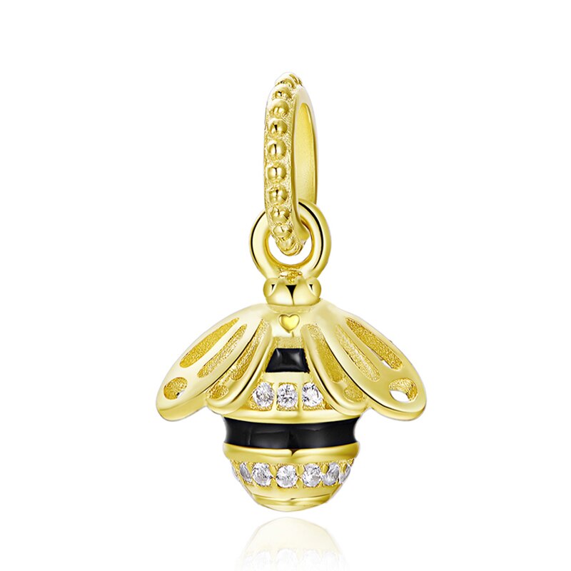 Novo 925 Sterling Silver Bead Rosa Flamingo & Papagaio Colorido Pingente Encantos De Cristal Beads Fit Pulseiras Jóias Originais: bee