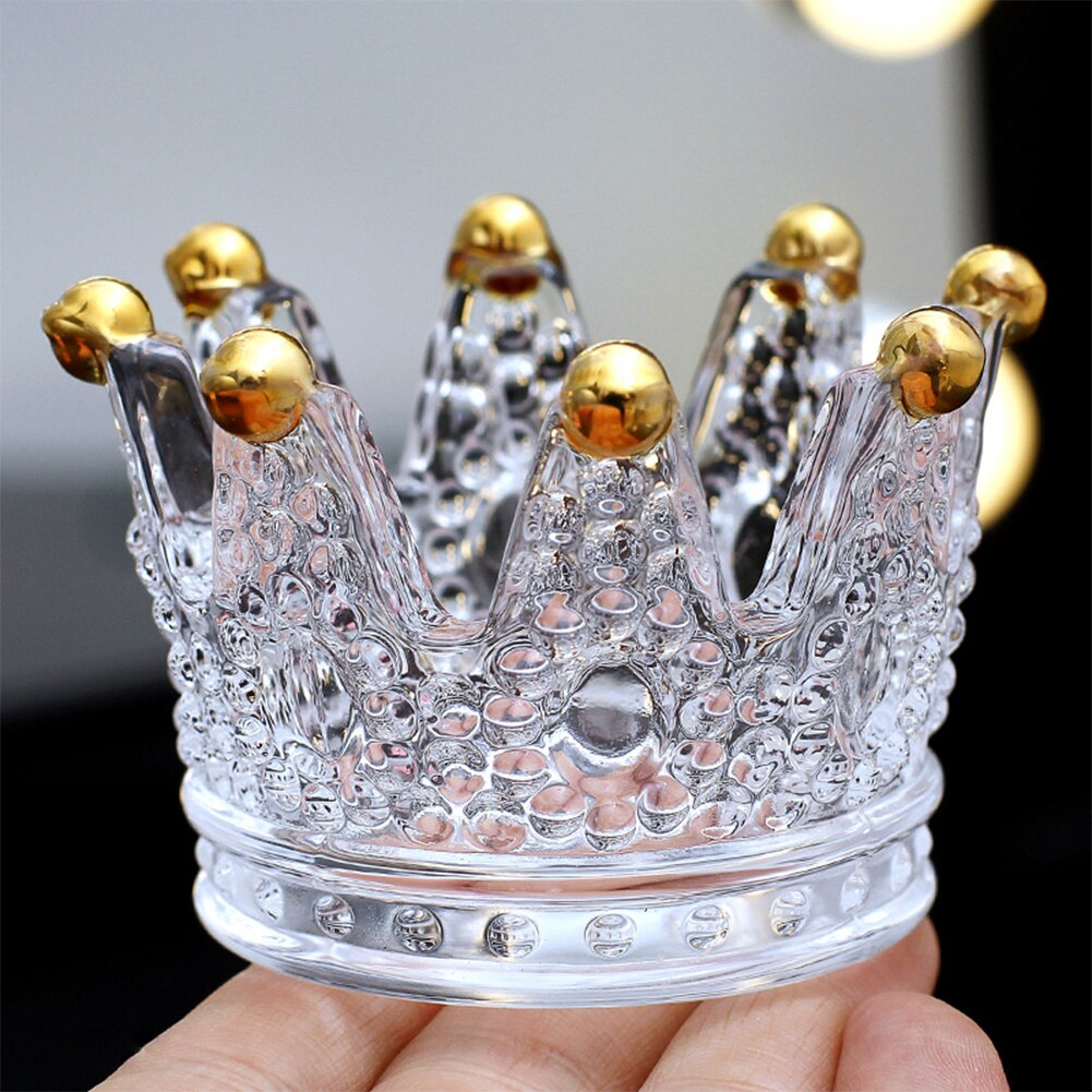 Transparent Dresser Makeup Sponge Holders Desktop Bathroom Display Crown Shape Puff Cosmetic Storage Practical Washable Glass