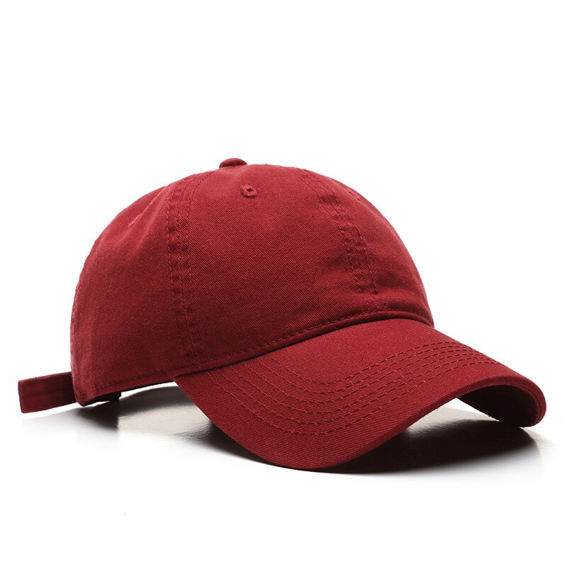 Boné de beisebol de alta qualidade para homens e mulheres moda algodão cor sólida chapéu lavável casual snapback chapéu atacado: Red wine