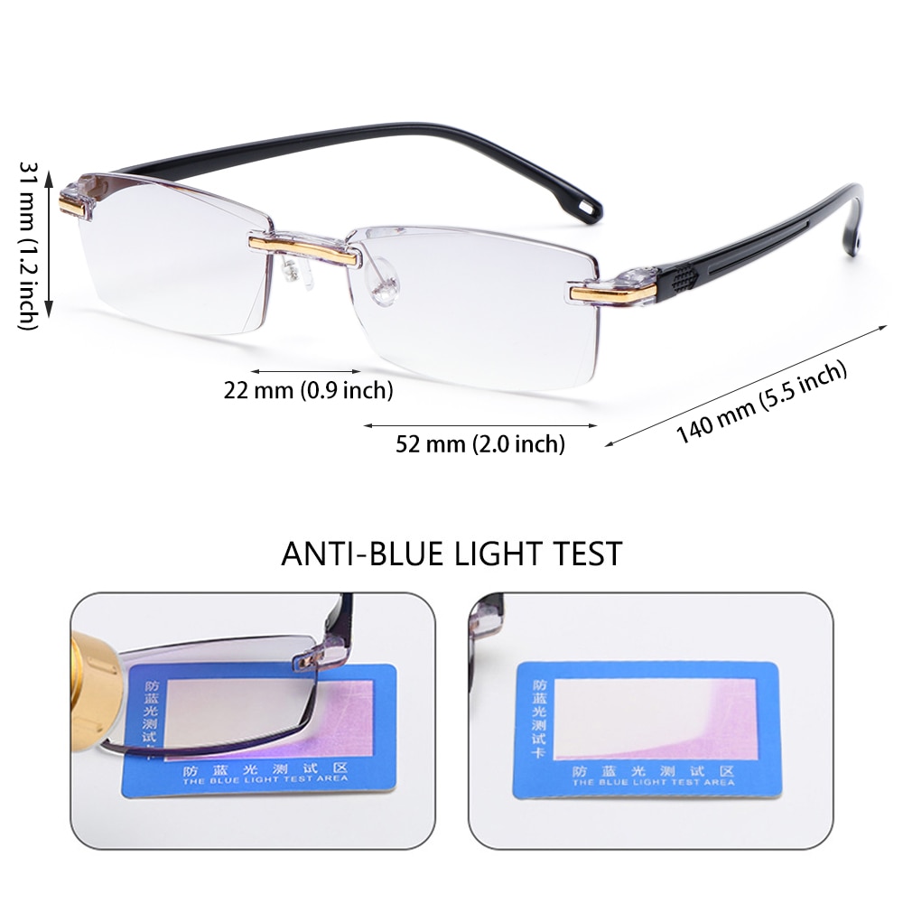 Unisex Ultralight Randloze Leesbril Anti Blauw Licht Straling Presbyopie Bril Lezers Brillen 1.0 - 3.0 Graden