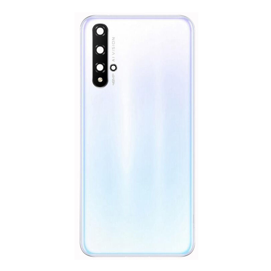 Zonder Logo Voor Huawei Honor 20 Batterij Cover Terug Glas Achterpaneel Behuizing Deur Case + Camera Lens Vervanging + sticker YAL-L21: White With Lens