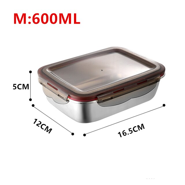 304 Stainlesss Stahl Leck nachweisen Picknick Kasten Mittagessen Kasten mit Deckel Bento Kasten Lebensmittel Lagerung Container Für freundlicher Tragbare Lebensmittel bento Kasten: 600ml