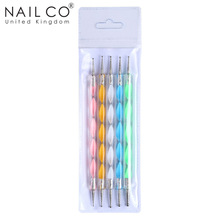 NAILCO Professionele Nail Art Pen 2 way Puntjes Pen Kit Nail Pen 5 stks/set LED UV Gel Nail Schilderen Tekenen borstel Rhinestone Tool