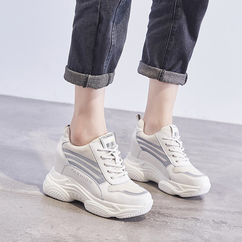 Women Sneakers Platform Thick Sole Ladies Casual Shoes Lace-up Sneakers Walking Shoes for Spring and Summer