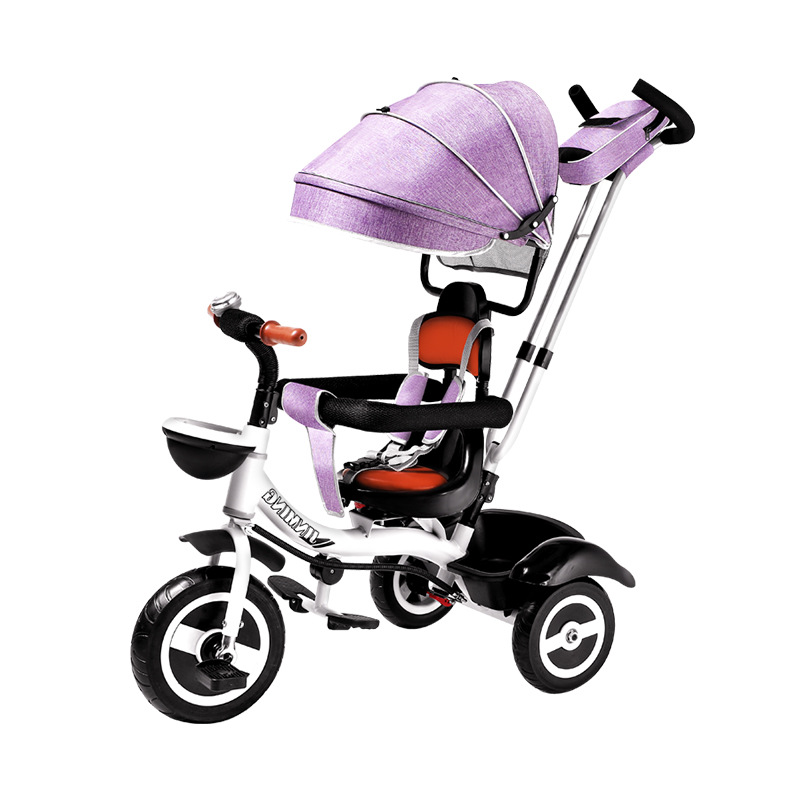 Lazychild Multifunctionele Vouwen Kinderen Driewieler Twee-weg Kinderwagen Fietsstoeltje Ruimte Wiel Drie Wielen Kinderwagen: Titanium round 1