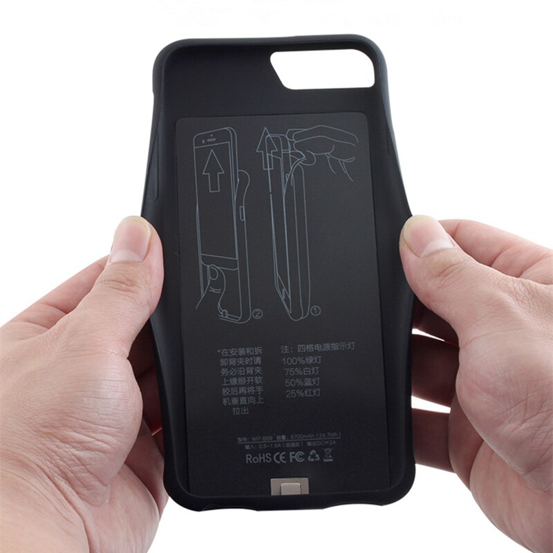 Kqjys draagbare powerbank batterijlader hoesjes voor iphone 6 7 8 se batterijhoes batterijlader hoesje voor iphone 6s 7 8 plus