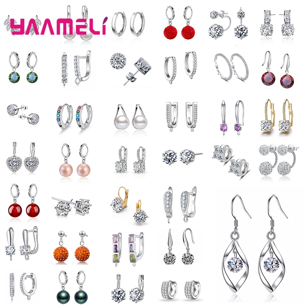Trendy Vrouwen Oorbellen Echt 925 Sterling Zilver Natuurlijke Kristal Parel Party Accessoires 4 Paar Gemengde Sieraden